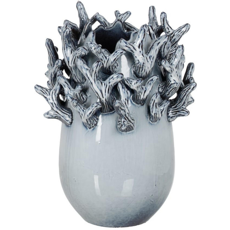 Vase céramique bleu décoratif sculpté 37 cm Thalvoria Ixia - 1