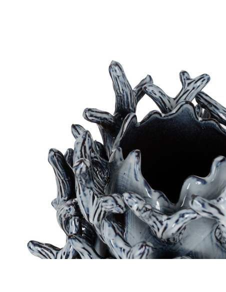 Vase céramique bleu décoratif sculpté 37 cm Thalvoria Ixia - 2