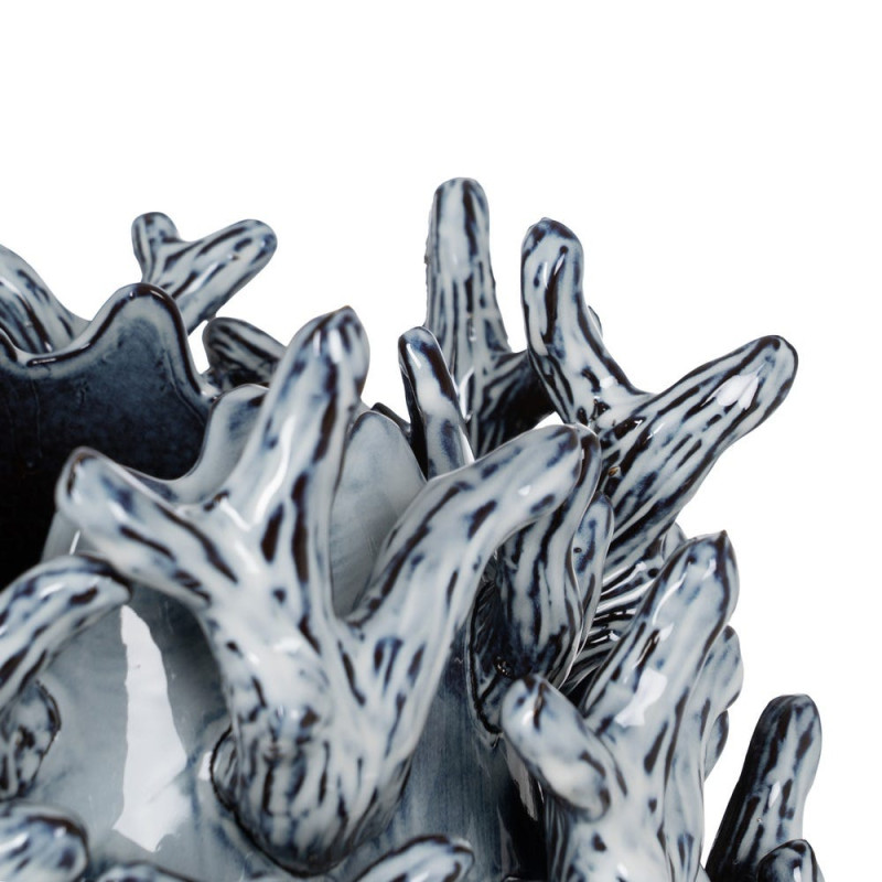 Vase céramique bleu décoratif sculpté 37 cm Thalvoria Ixia - 3