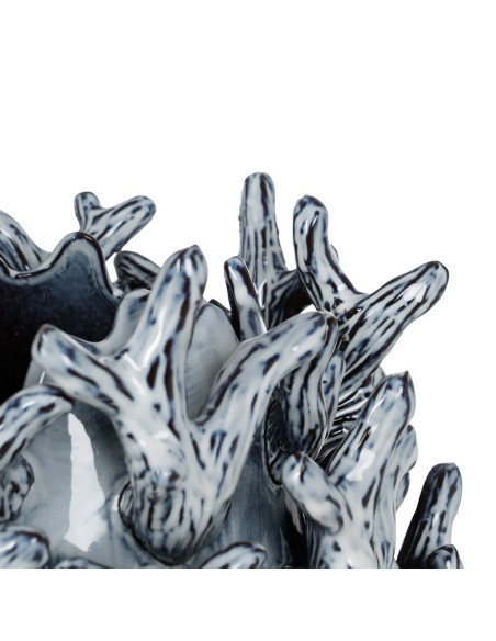 Vase céramique bleu décoratif sculpté 37 cm Thalvoria Ixia - 3