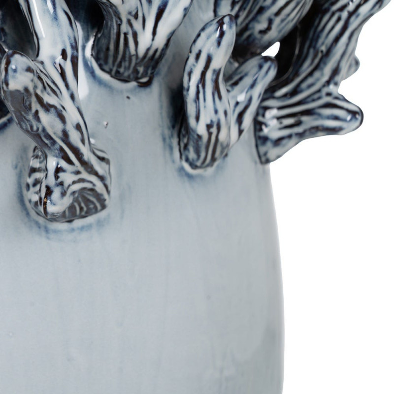 Vase céramique bleu décoratif sculpté 37 cm Thalvoria Ixia - 4