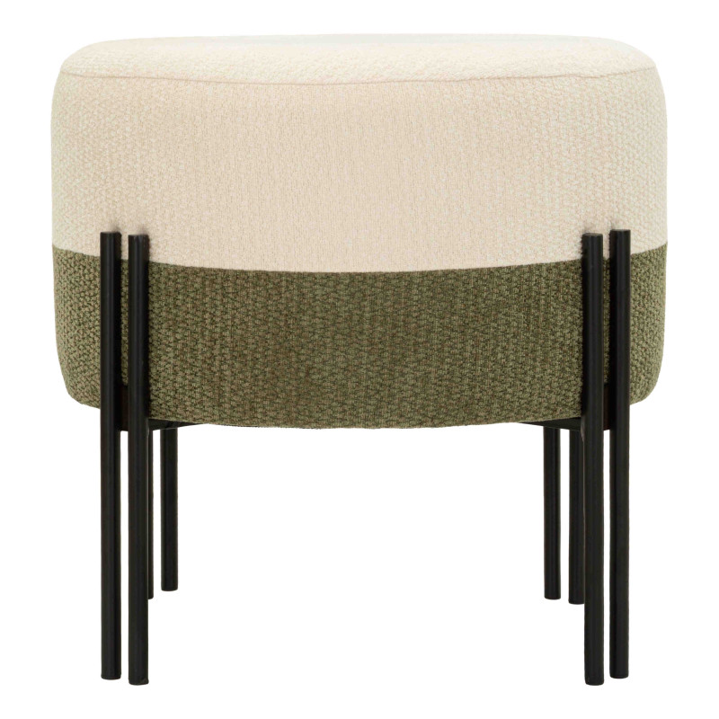 Pouf rond tissu bouclette écru kaki 44x44x41 cm Tedy Mauro Ferretti - 3