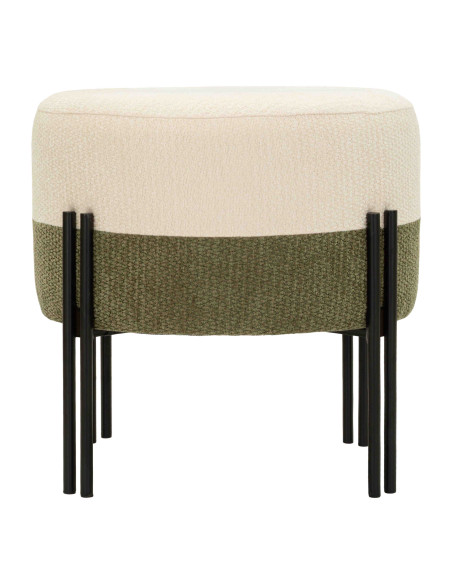 Pouf rond tissu bouclette écru kaki 44x44x41 cm Tedy Mauro Ferretti - 3