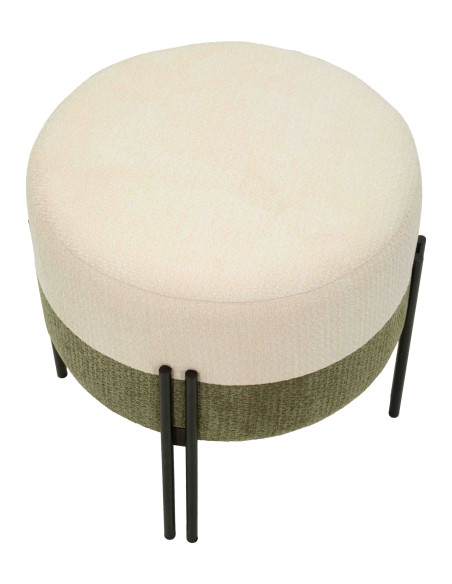 Pouf rond tissu bouclette écru kaki 44x44x41 cm Tedy Mauro Ferretti - 4
