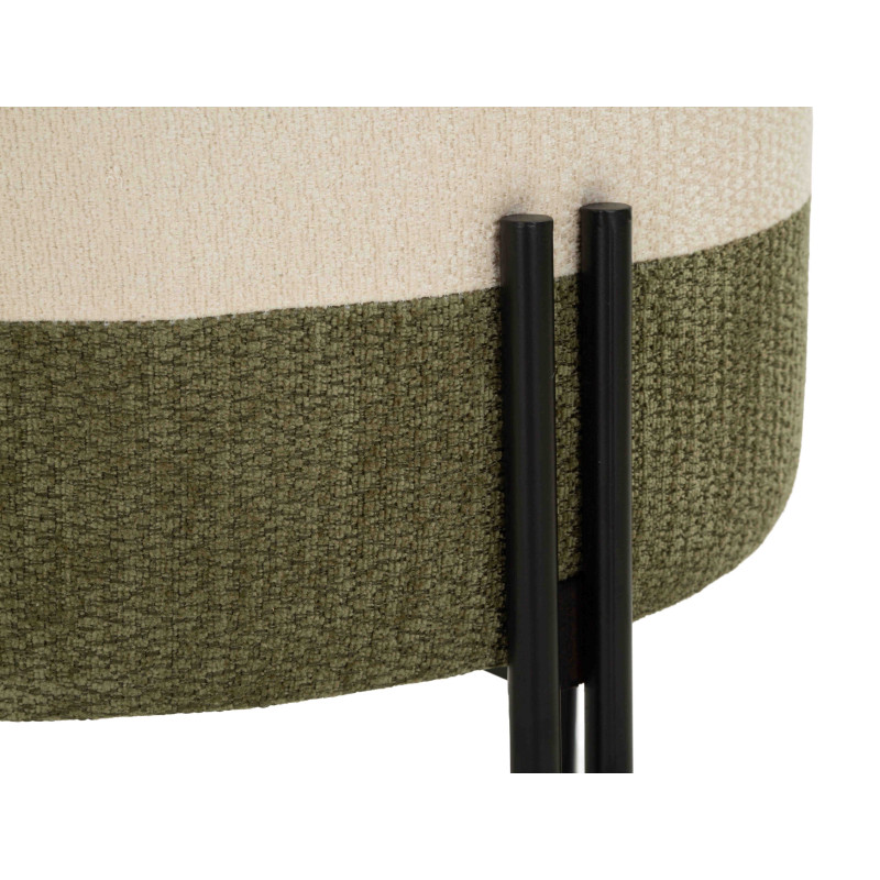 Pouf rond tissu bouclette écru kaki 44x44x41 cm Tedy Mauro Ferretti - 5