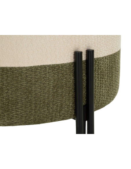 Pouf rond tissu bouclette écru kaki 44x44x41 cm Tedy Mauro Ferretti - 5