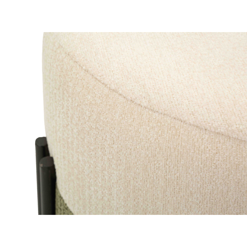 Pouf rond tissu bouclette écru kaki 44x44x41 cm Tedy Mauro Ferretti - 6
