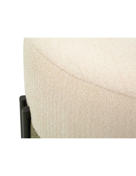 Pouf rond tissu bouclette écru kaki 44x44x41 cm Tedy Mauro Ferretti - 6