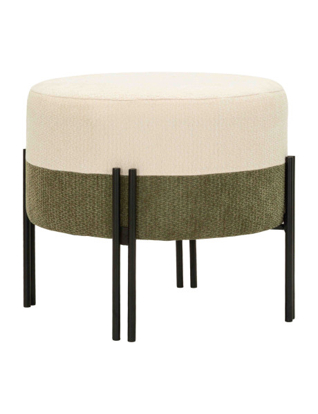 Pouf rond tissu bouclette crème kaki 49x49x42 cm Tedy Mauro Ferretti - 1