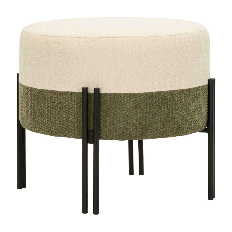 Pouf rond tissu bouclette crème kaki 49x49x42 cm Tedy Mauro Ferretti - 1