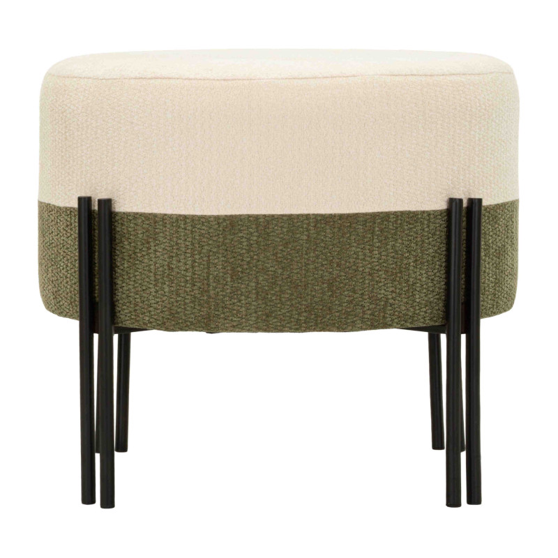 Pouf rond tissu bouclette crème kaki 49x49x42 cm Tedy Mauro Ferretti - 3