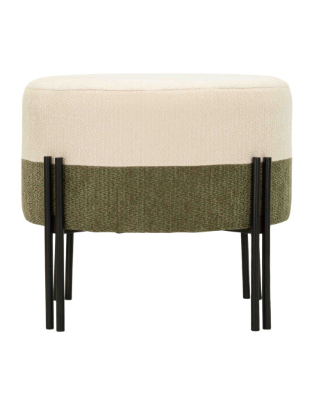 Pouf rond tissu bouclette crème kaki 49x49x42 cm Tedy Mauro Ferretti - 3