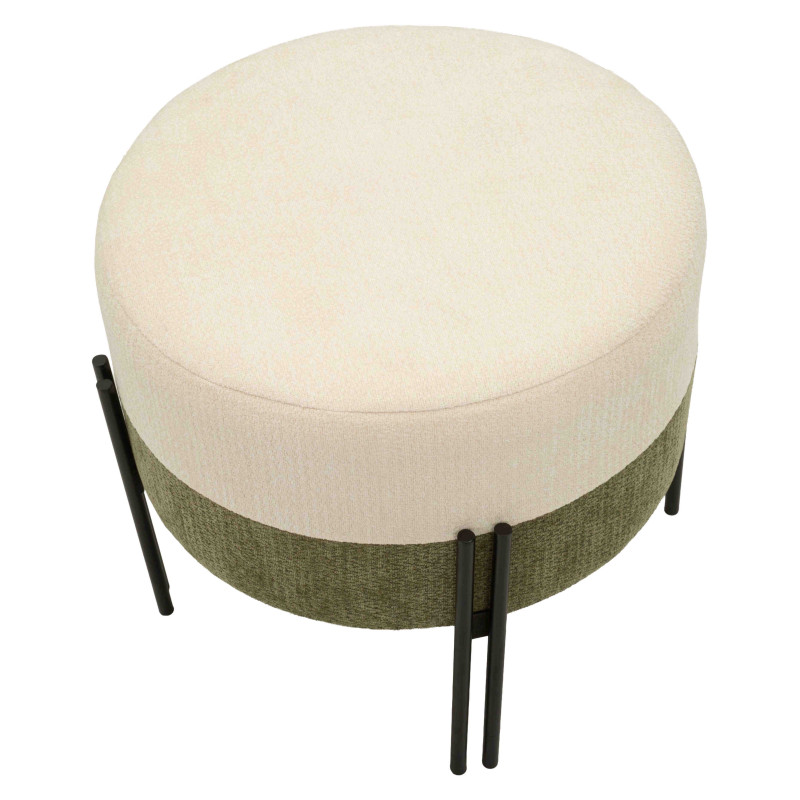 Pouf rond tissu bouclette crème kaki 49x49x42 cm Tedy Mauro Ferretti - 4