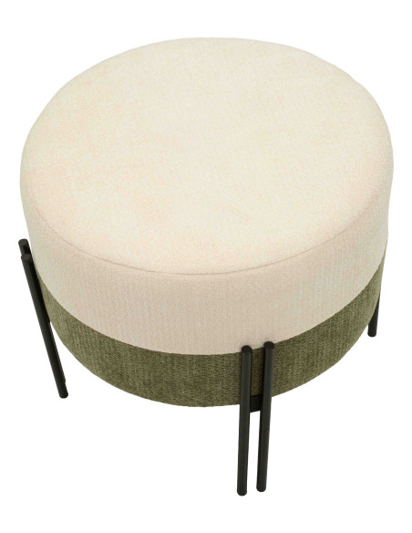 Pouf rond tissu bouclette crème kaki 49x49x42 cm Tedy Mauro Ferretti - 4