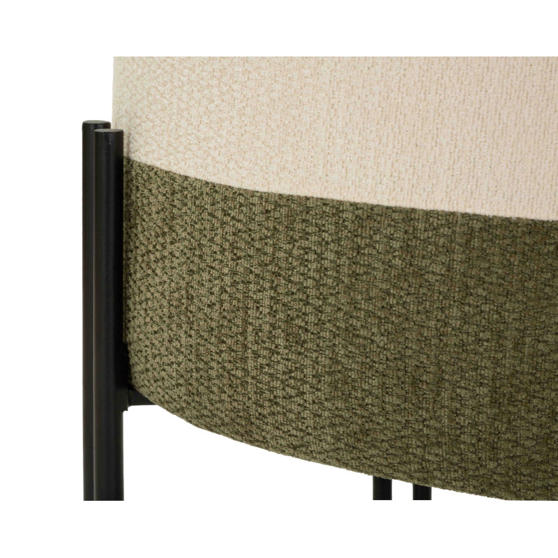 Pouf rond tissu bouclette crème kaki 49x49x42 cm Tedy Mauro Ferretti - 5
