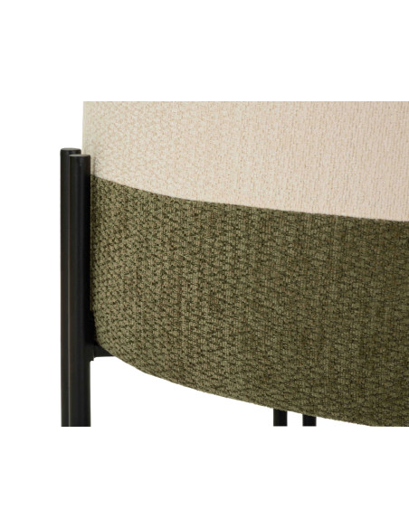 Pouf rond tissu bouclette crème kaki 49x49x42 cm Tedy Mauro Ferretti - 5