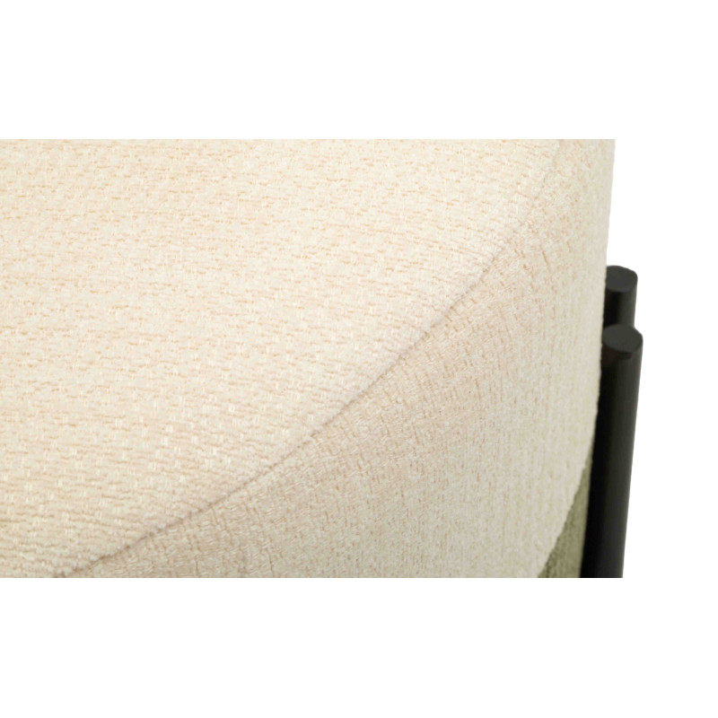 Pouf rond tissu bouclette crème kaki 49x49x42 cm Tedy Mauro Ferretti - 6