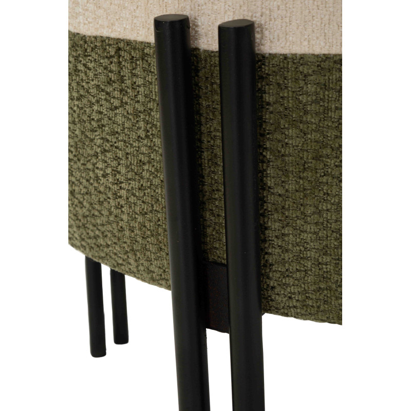 Pouf rond tissu bouclette crème kaki 49x49x42 cm Tedy Mauro Ferretti - 7