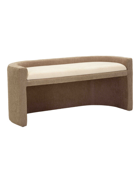 Banquette bout de lit bouclette beige marron 124x51x53 cm Solivane Mauro Ferretti - 1