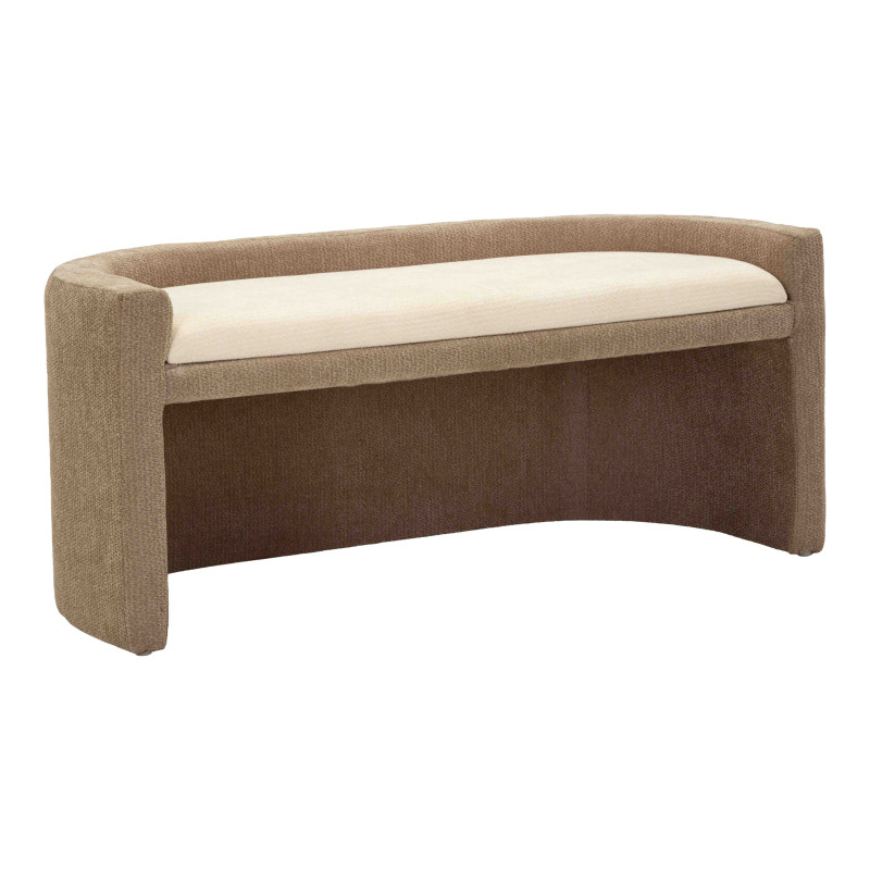 Banquette bout de lit bouclette beige marron 124x51x53 cm Solivane Mauro Ferretti - 1