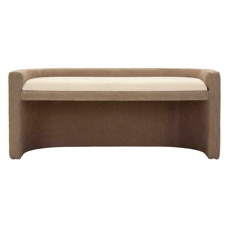 Banquette bout de lit bouclette beige marron 124x51x53 cm Solivane Mauro Ferretti - 3
