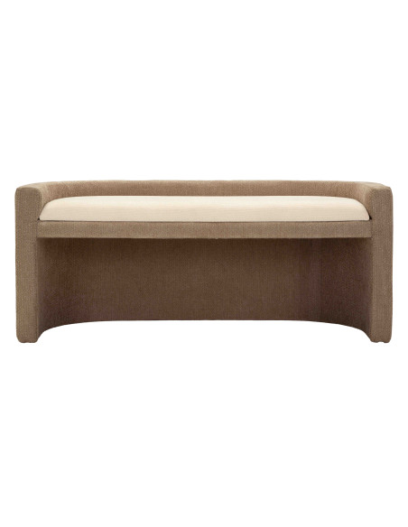 Banquette bout de lit bouclette beige marron 124x51x53 cm Solivane Mauro Ferretti - 3