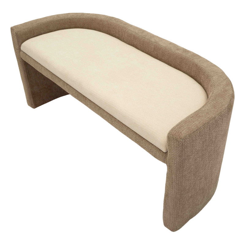 Banquette bout de lit bouclette beige marron 124x51x53 cm Solivane Mauro Ferretti - 5