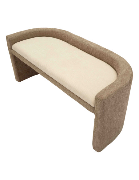 Banquette bout de lit bouclette beige marron 124x51x53 cm Solivane Mauro Ferretti - 5