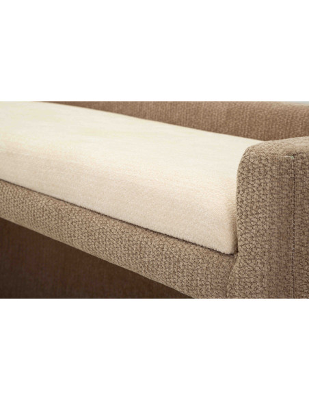 Banquette bout de lit bouclette beige marron 124x51x53 cm Solivane Mauro Ferretti - 8