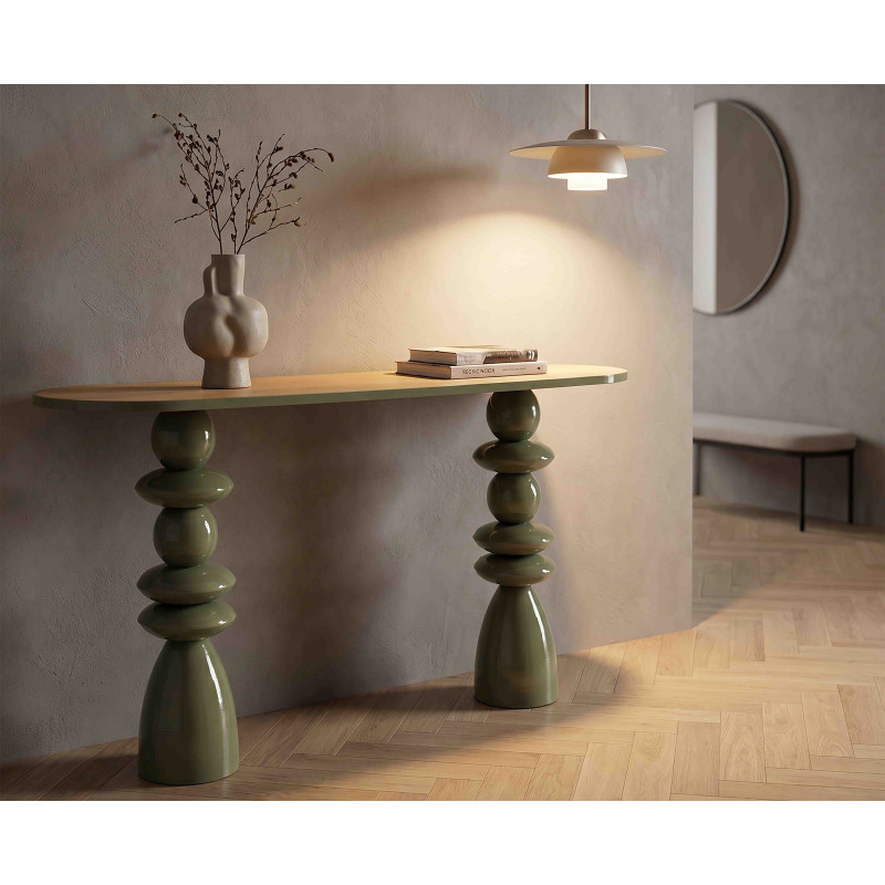 Console d’entrée vert olive métal et MDF 150x45x77,5 cm Seoul Mauro Ferretti - 2