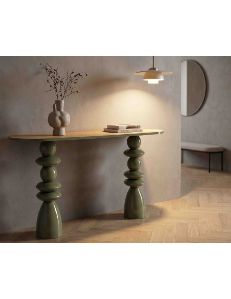 Console d’entrée vert olive métal et MDF 150x45x77,5 cm Seoul Mauro Ferretti - 2