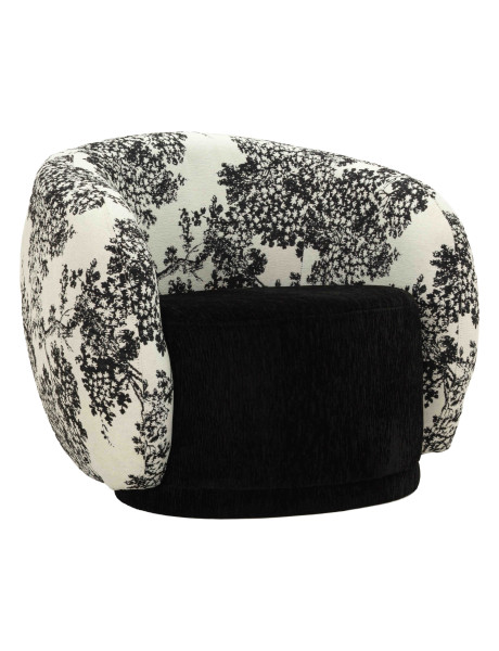 Fauteuil lounge noir et blanc polyester 90x78x74 cm Okinawa Mauro Ferretti - 1