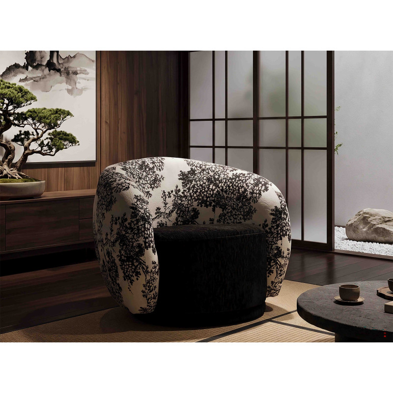 Fauteuil lounge noir et blanc polyester 90x78x74 cm Okinawa Mauro Ferretti - 2