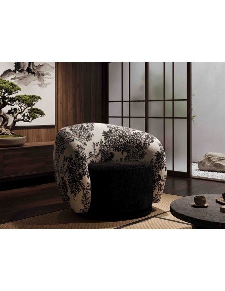 Fauteuil lounge noir et blanc polyester 90x78x74 cm Okinawa Mauro Ferretti - 2