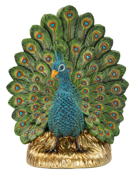 Serre-livres paon bleu vert doré en polyrésine 20x15x19 cm Pavone Mauro Ferretti - 4