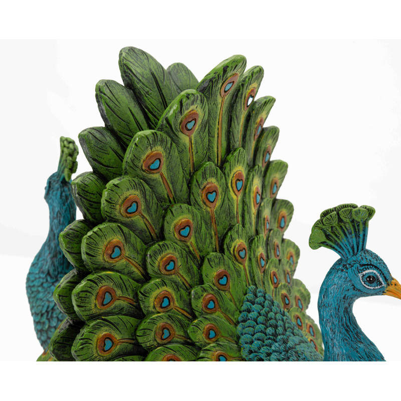 Serre-livres paon bleu vert doré en polyrésine 20x15x19 cm Pavone Mauro Ferretti - 6