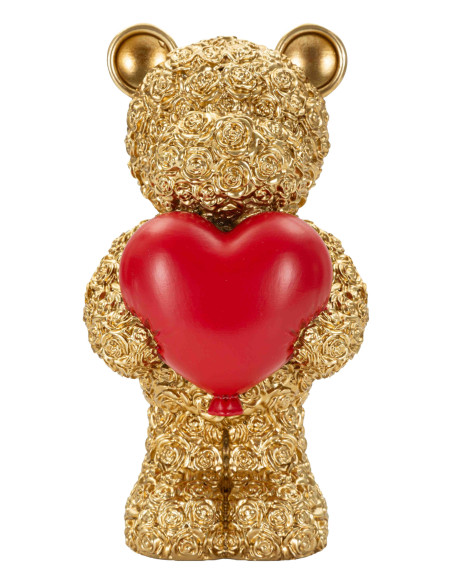 Statuette ourson doré cœur rouge 16 cm Gilded Bear Mauro Ferretti - 1