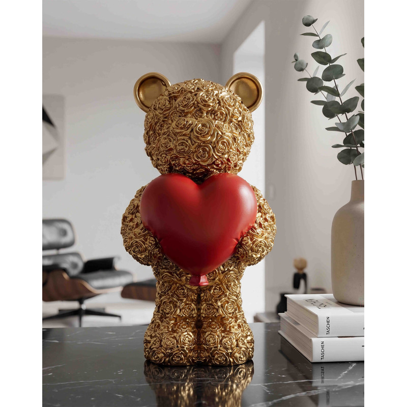 Statuette ourson doré cœur rouge 16 cm Gilded Bear Mauro Ferretti - 2