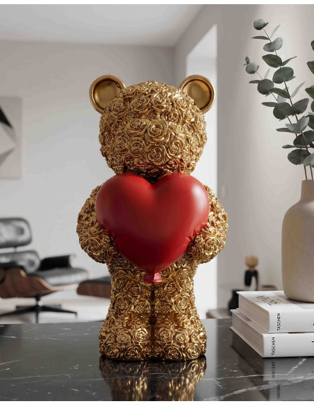 Statuette ourson doré cœur rouge 16 cm Gilded Bear Mauro Ferretti - 2