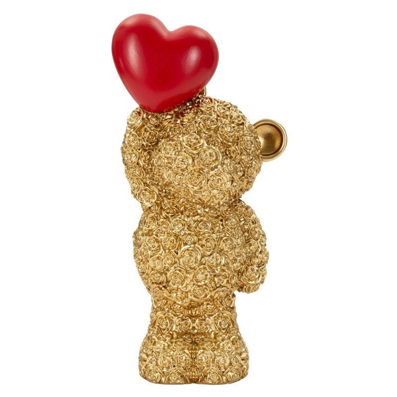Sculpture ours doré cœur rouge en polyrésine 9x6,5x18,8 cm Gilded Bear Mauro Ferretti - 1