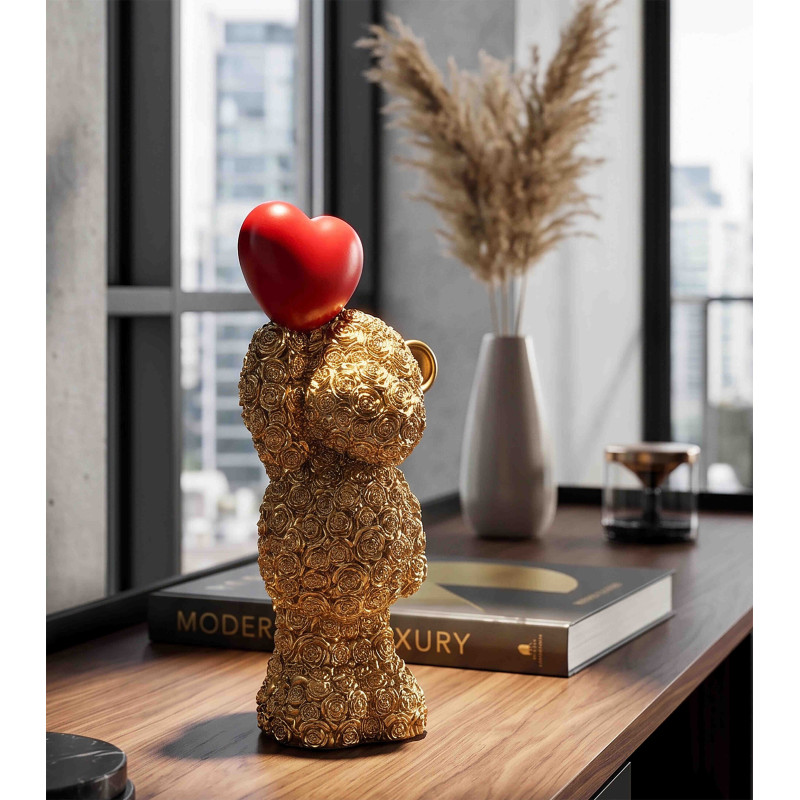 Sculpture ours doré cœur rouge en polyrésine 9x6,5x18,8 cm Gilded Bear Mauro Ferretti - 2