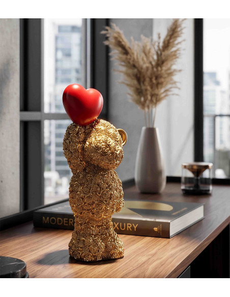 Sculpture ours doré cœur rouge en polyrésine 9x6,5x18,8 cm Gilded Bear Mauro Ferretti - 2