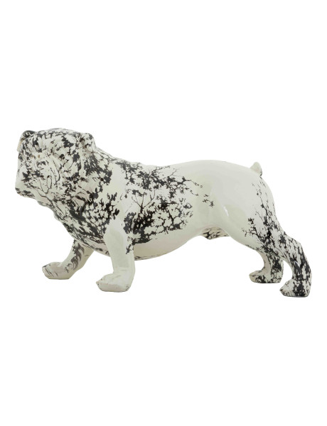 Statue bouledogue décorative noir blanc 38 cm Okinawa Mauro Ferretti - 1