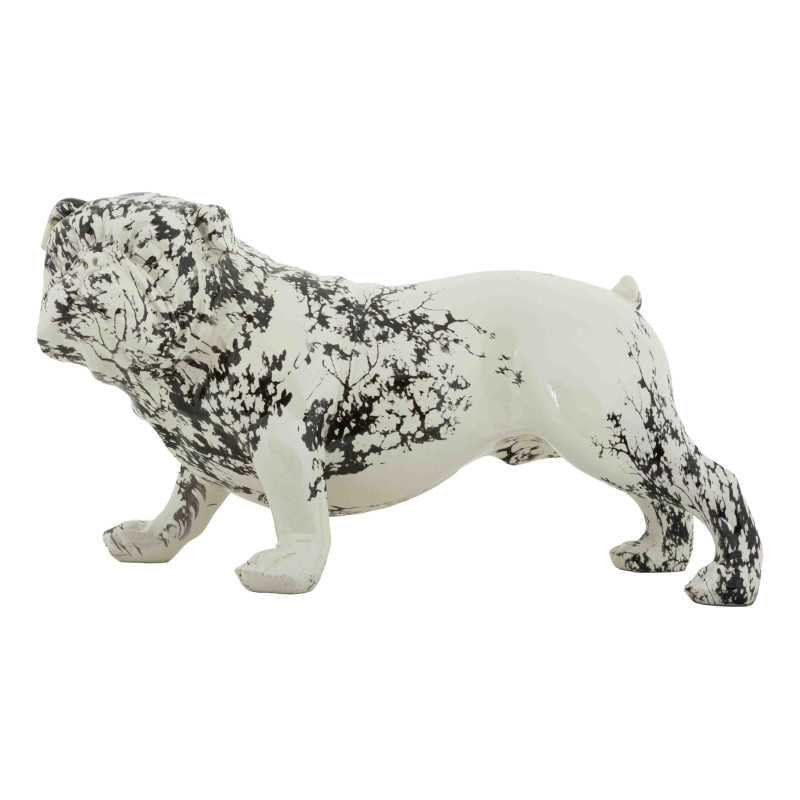 Statue bouledogue décorative noir blanc 38 cm Okinawa Mauro Ferretti - 1