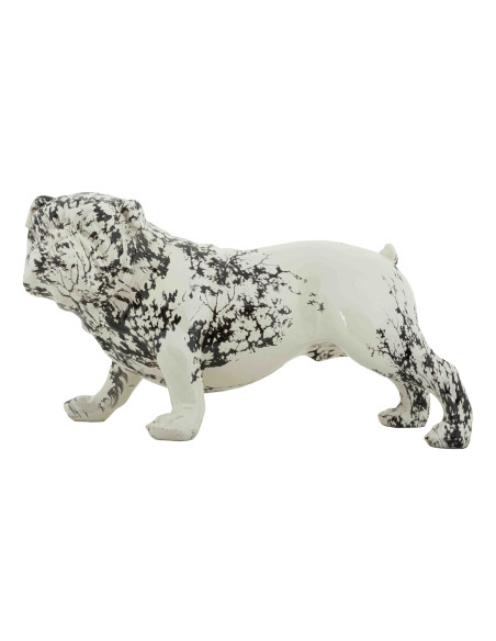 Statue bouledogue décorative noir blanc 38 cm Okinawa Mauro Ferretti - 1