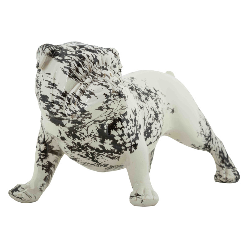 Statue bouledogue décorative noir blanc 38 cm Okinawa Mauro Ferretti - 2
