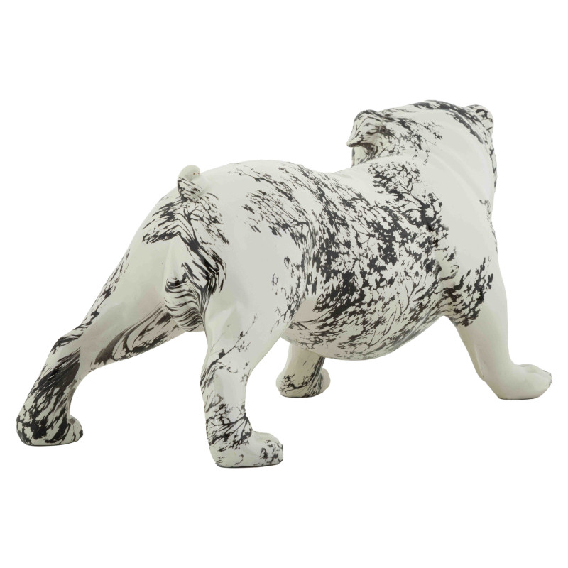 Statue bouledogue décorative noir blanc 38 cm Okinawa Mauro Ferretti - 3