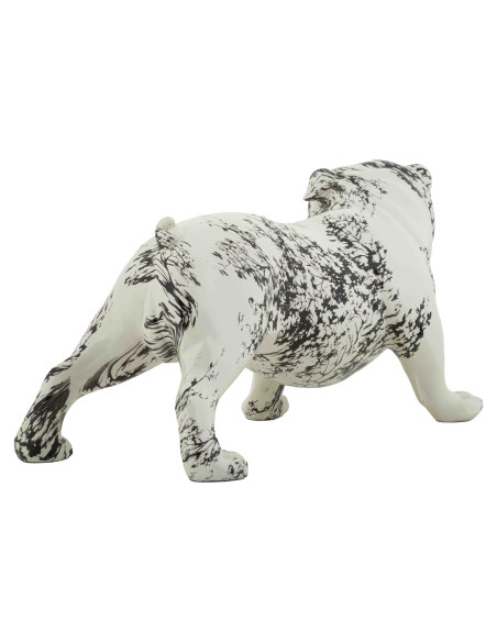 Statue bouledogue décorative noir blanc 38 cm Okinawa Mauro Ferretti - 3