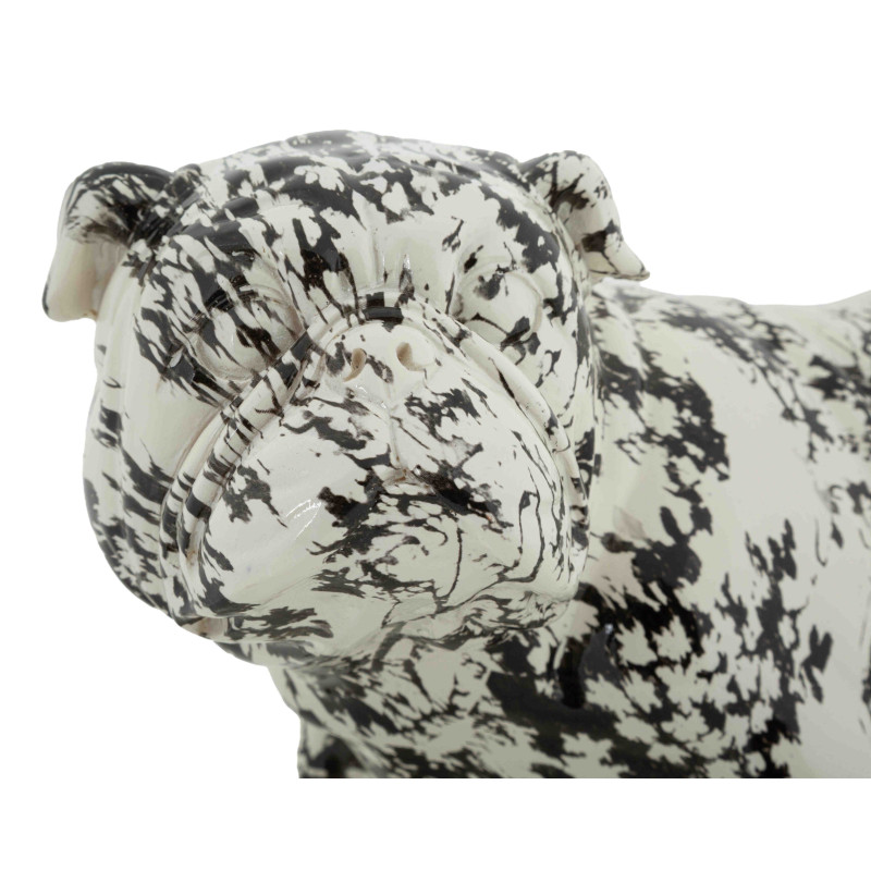 Statue bouledogue décorative noir blanc 38 cm Okinawa Mauro Ferretti - 4