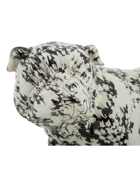 Statue bouledogue décorative noir blanc 38 cm Okinawa Mauro Ferretti - 4